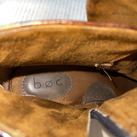 BOC Women's Booties Size 8M Brown Leather Ankle Boots Side Zip Buckle Strap - Picture 13 of 14